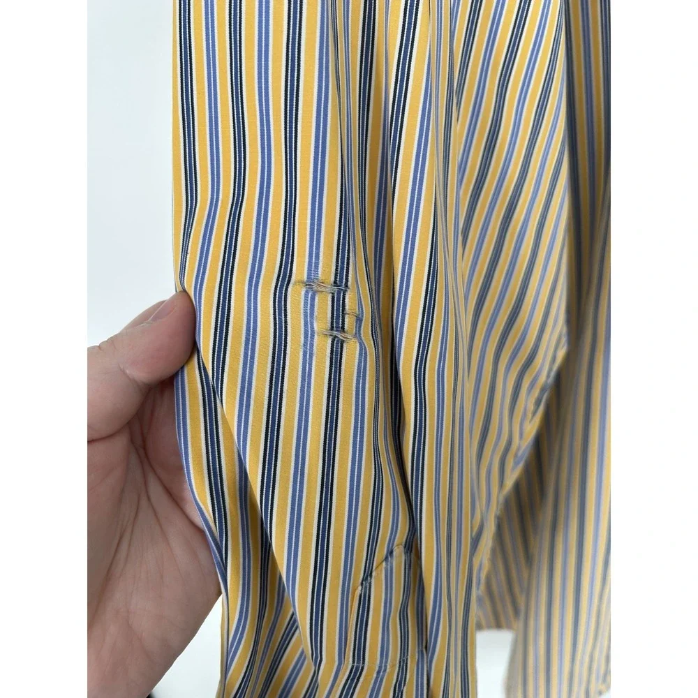 Polo Ralph Lauren Shirt 3XL Big 3XB Yellow Blue Striped Classic‎ Fit Button Down